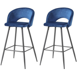 Tabouret de bar scandinave en velours (lot de 2) Santos