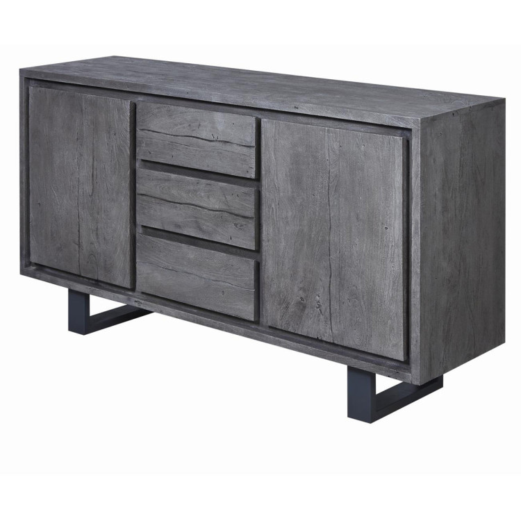 Buffet/bahut contemporain 150 cm en acacia massif gris Mayane