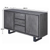 Buffet/bahut contemporain 150 cm en acacia massif gris Mayane