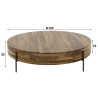 Table basse ronde industrielle en noyer massif naturel Dalton