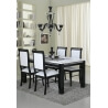Table de salle à manger rectangulaire design laquée blanche et noire Doria
