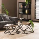 Table basse industrielle carrée en métal bronze antique (lot de 2) Eugenie