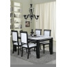 Table de salle à manger rectangulaire design laquée blanche et noire Doria