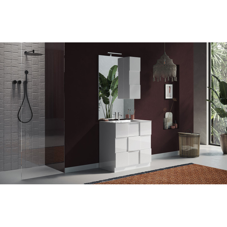 Ensemble de salle de bain moderne blanc brillant Braga