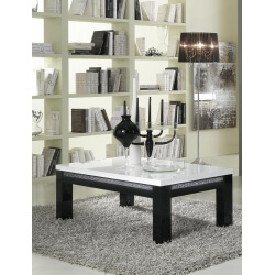 Table basse rectangulaire design laquée blanche et noire Doria