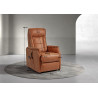 Fauteuil de relaxation électrique 2 moteurs avec releveur en tissu camel Linus