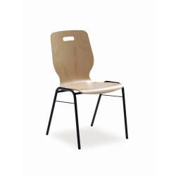 Chaise d'accueil coque bois vernis naturel Dakota
