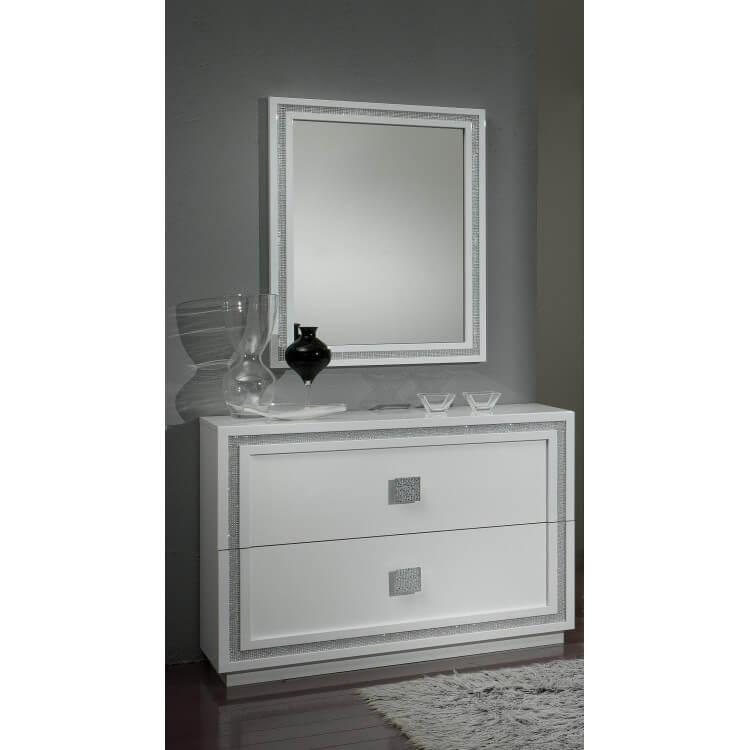 Miroir rectangulaire design laqué blanc Cristalline