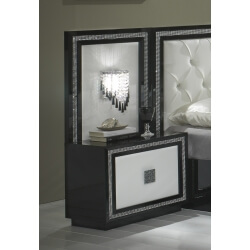 Chevet design avec éclairage laqué blanc/noir Appoline