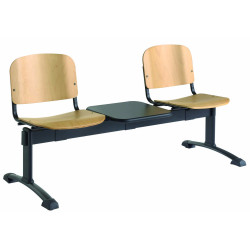 Chaise d'accueil sur poutre en hêtre naturel avec tablette Cecilia