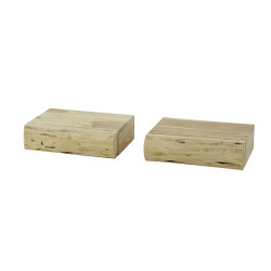 Chevet suspendu 30 cm style nature en acacia massif naturel (lot de 2) Astral