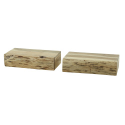 Chevet suspendu 40 cm style nature en acacia massif naturel (lot de 2) Astral