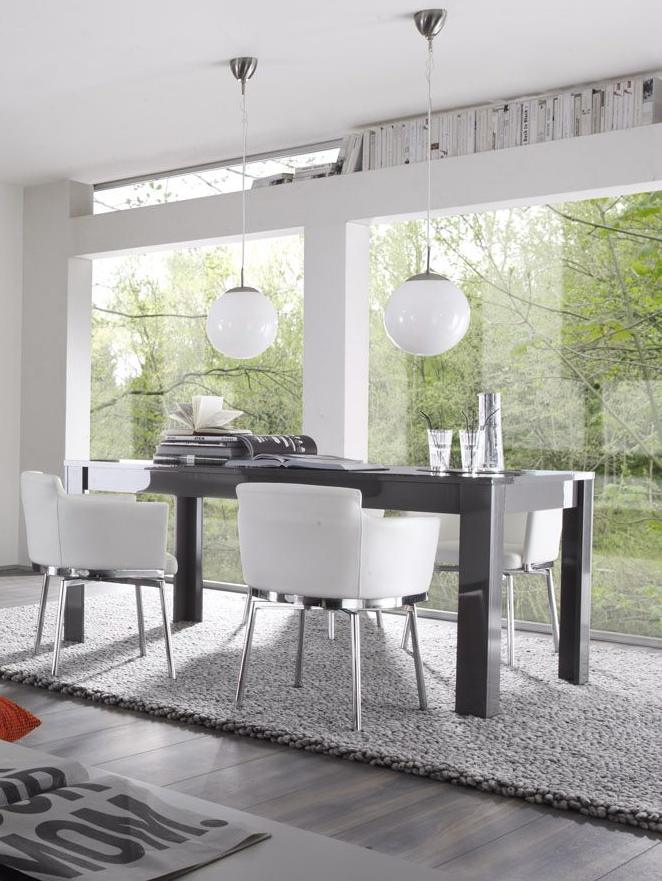 Table de salle à manger design laquée grise Twister | Matelpro