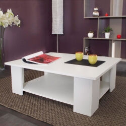 Table basse contemporaine coloris blanc Fanette