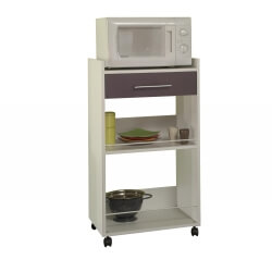 Desserte de cuisine mobile contemporaine blanche/aubergine Dalya
