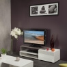 Meuble TV design taupe laqué blanc Paco