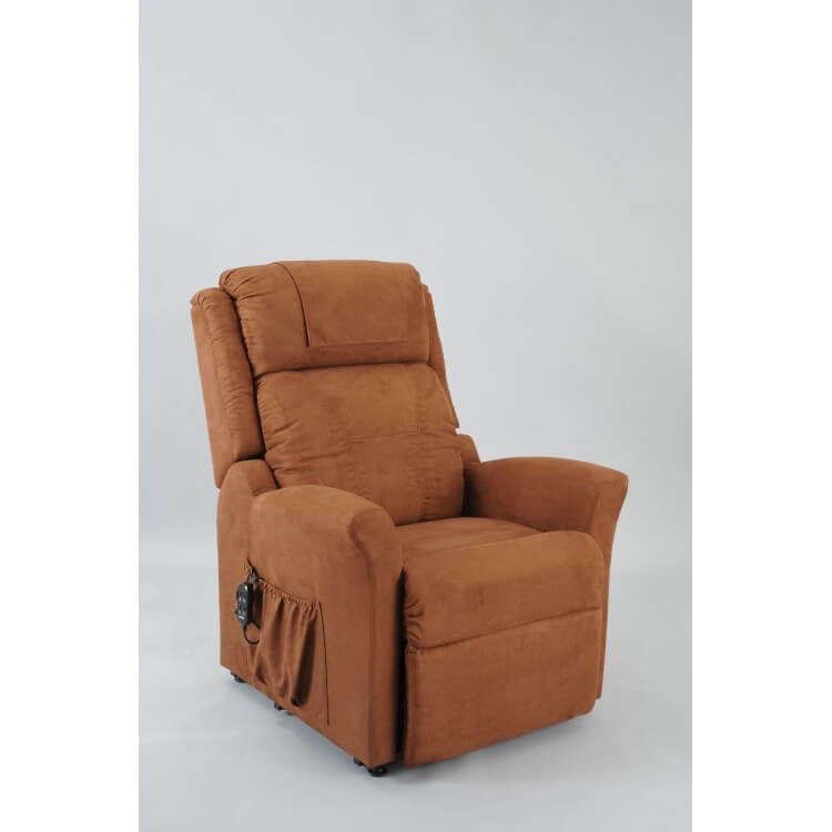 Fauteuil de relaxation électrique avec releveur microfibre coloris caramel Pescara