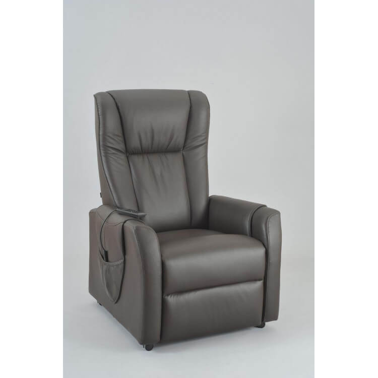 Fauteuil de relaxation électrique avec releveur en cuir coloris brun Brooks