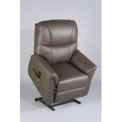 Fauteuil de relaxation électrique avec releveur en cuir coloris chocolat Yalta
