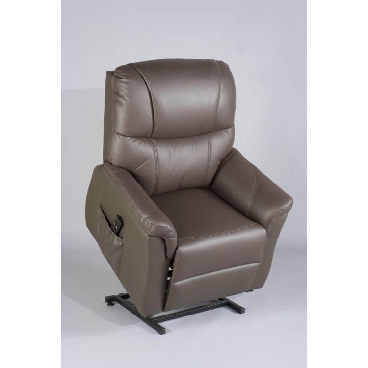 Fauteuil de relaxation électrique avec releveur en cuir coloris chocolat Yalta