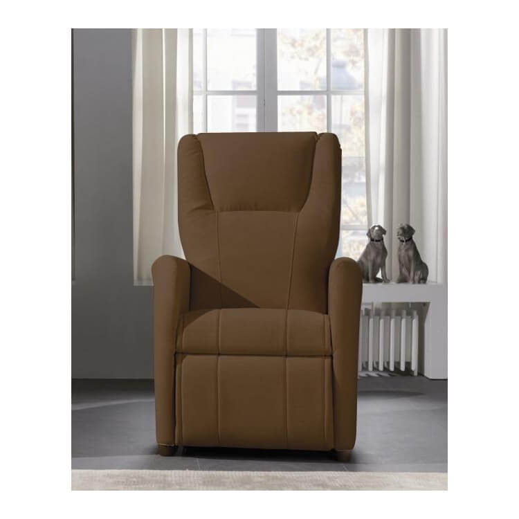 Fauteuil de relaxation manuel avec repose-pieds en microfibre coloris marron Arthuro