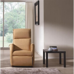 Fauteuil de relaxation électrique avec releveur en microfibre coloris gazelle Clément