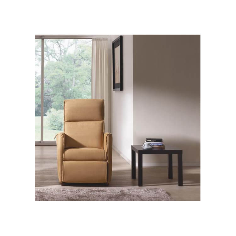 Fauteuil de relaxation électrique avec releveur en microfibre coloris gazelle Clément