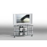 Meuble TV contemporain métal et verre coloris aluminium Kittie