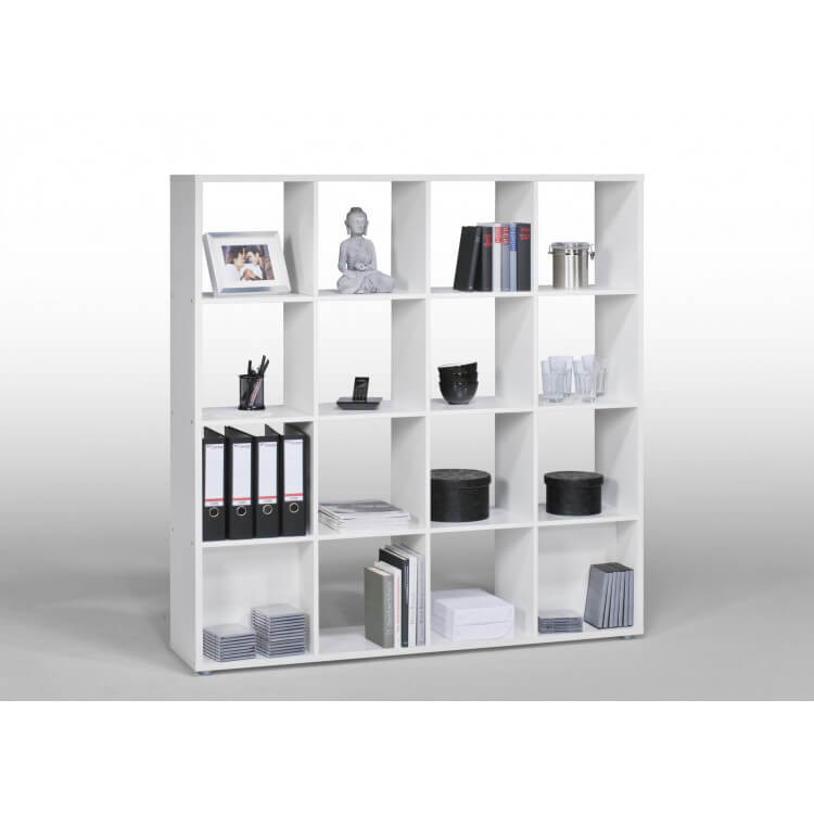 Etagère contemporaine blanche 16 compartiments Odile