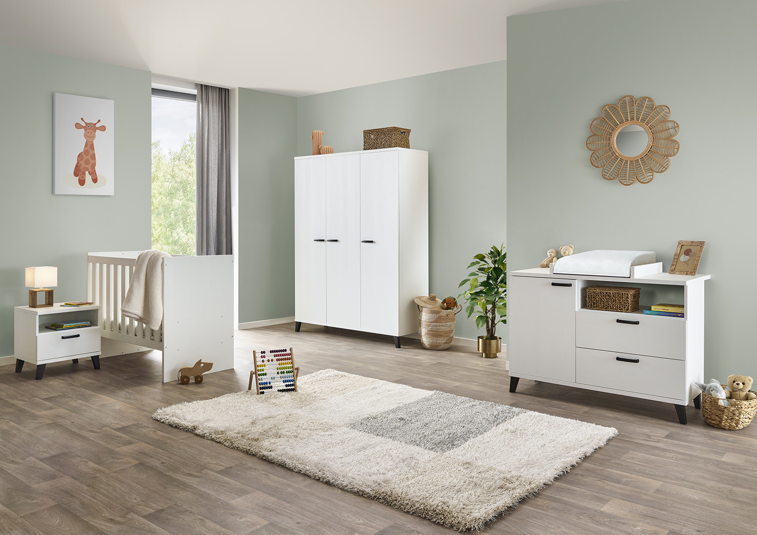 Chambre bébé complète évolutive SCANDI, coloris gris