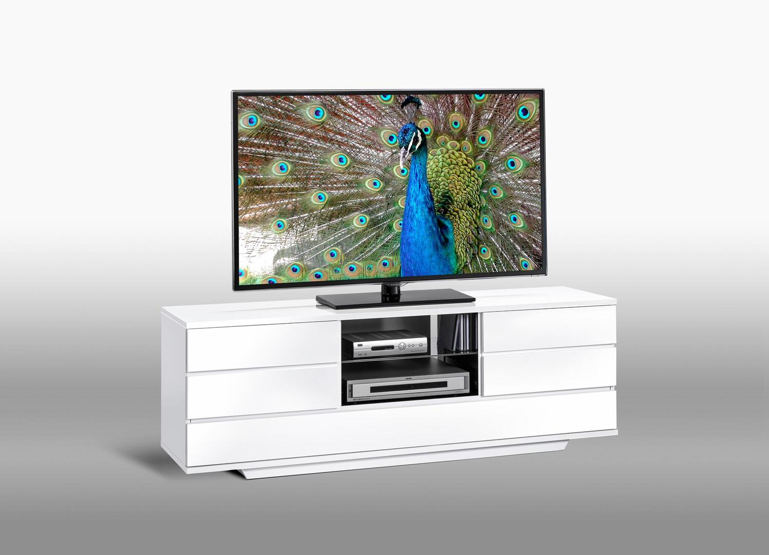 Meuble TV design blanc laqué-noir Noela