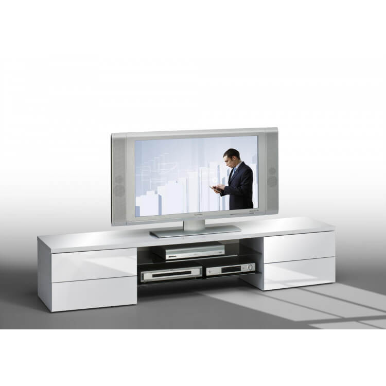 Meuble TV design laqué blanc Rayane