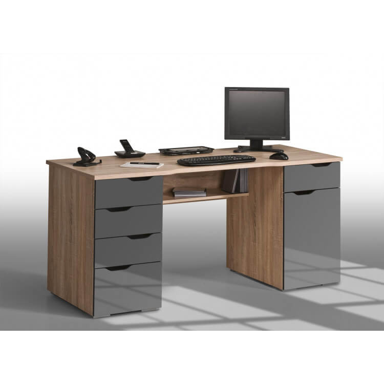 Bureau informatique design chêne sonoma-gris laqué Claudelle