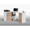 Bureau informatique d'angle contemporain avec rangement chêne sonoma-blanc Nayade