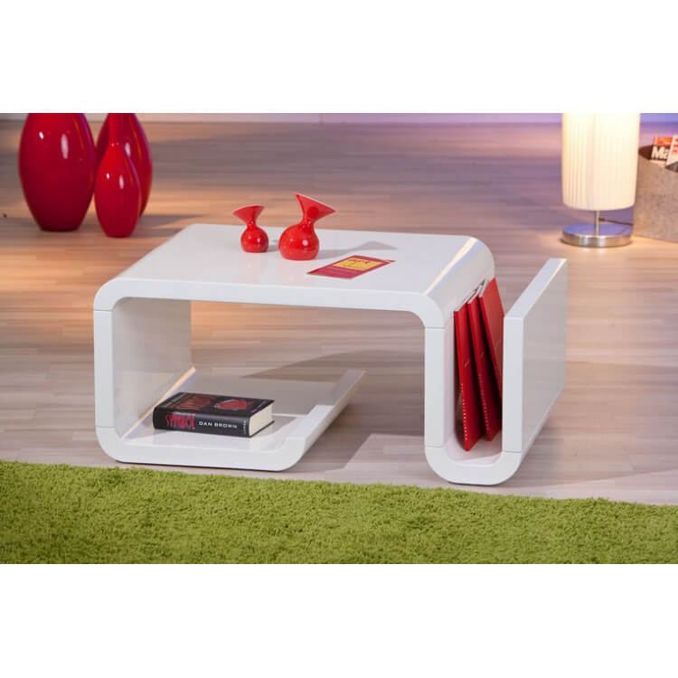 Table basse design laquée blanche Zora