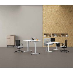 Bureau individuel avec encoche assis-debout électrique Fusion