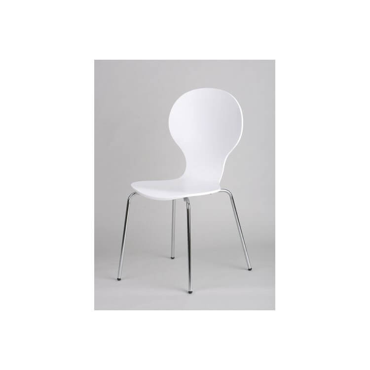 Chaise de cuisine (lot de 4) en métal et bois coloris blanc Forci