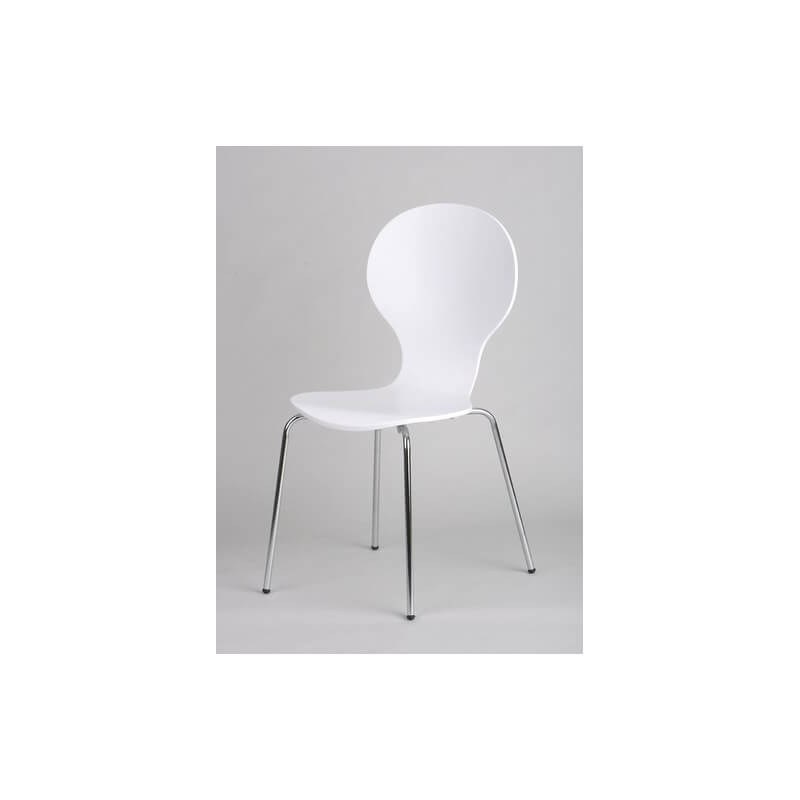 Chaise de cuisine (lot de 4) en métal et bois coloris blanc Forci