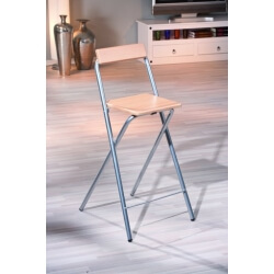 Tabouret de cuisine pliable métal et bois naturel Elmet