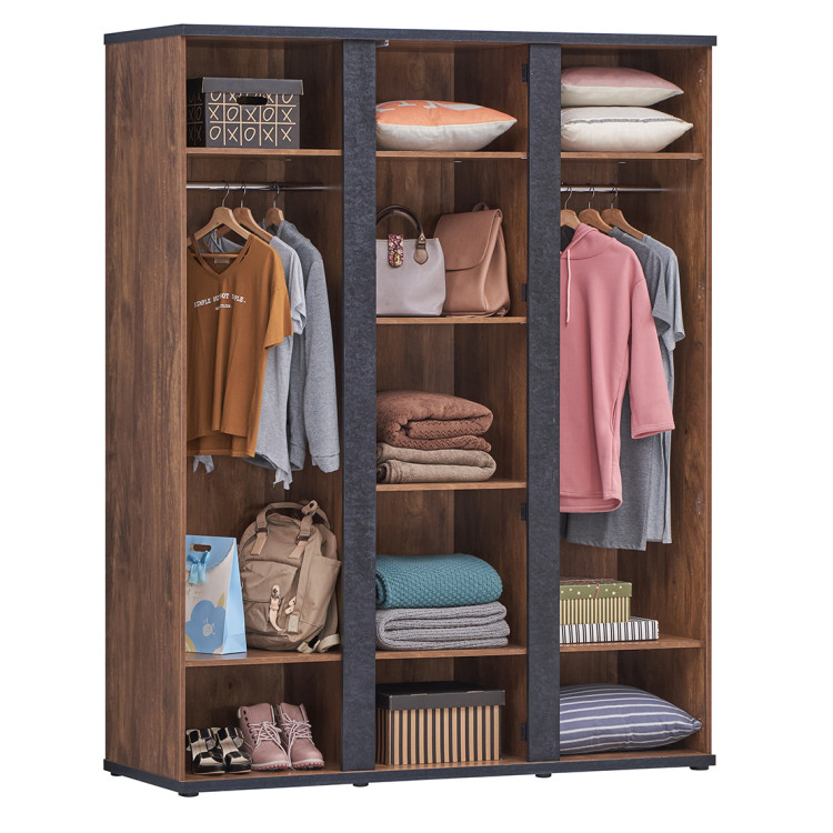 Armoire Enfant En Bois Massif – 2 Portes, étagères + Penderie – Dim 100x51x164 Cm