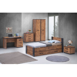 Chambre enfant contemporaine acacia/noir Marinella