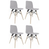 Lot de 4 chaises monocoques pieds bois Cador