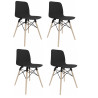 Lot de 4 chaises monocoques pieds bois Cador