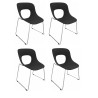 Chaise d'accueil design en PVC noir (lot de 4) Istanbul