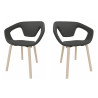 Chaise d'accueil design bois et tissu noir (lot de 2) Rocamadour