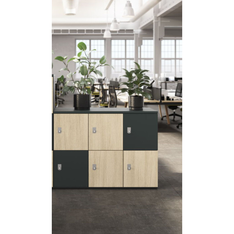 Casier 4 rangements gris en bois, eco-design et fonctionnel