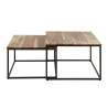 Lot de 2 tables basses carrées industrielles en acacia massif natur...