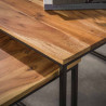Lot de 2 tables basses carrées industrielles en acacia massif natur...
