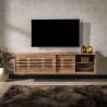 Meuble TV suspendu 150 cm style industriel en acacia massif naturel...