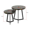 Lot de 2 tables basses industrielles en bois de teck noir et or Oli...